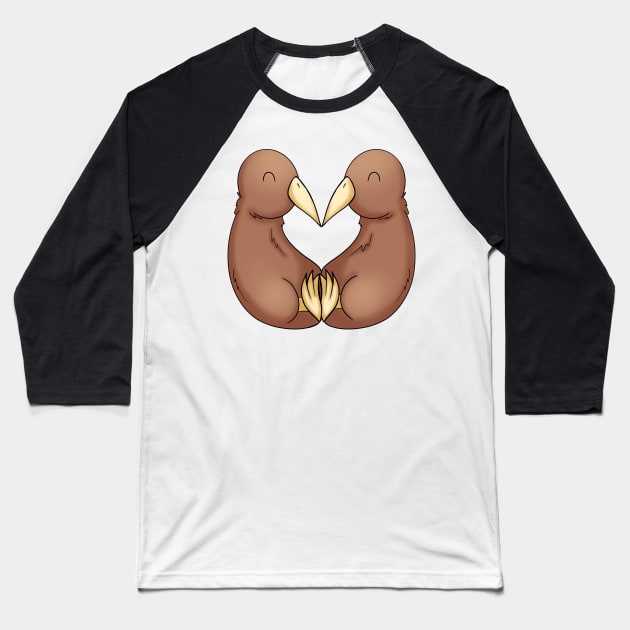 Kiwi Heart Baseball T-Shirt by CaptainShivers